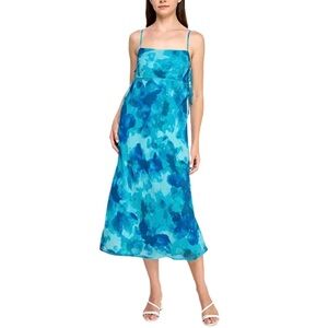 Trixxi Juniors' Printed Chiffon Slip Midi Dress NWT Blue green summer vacation